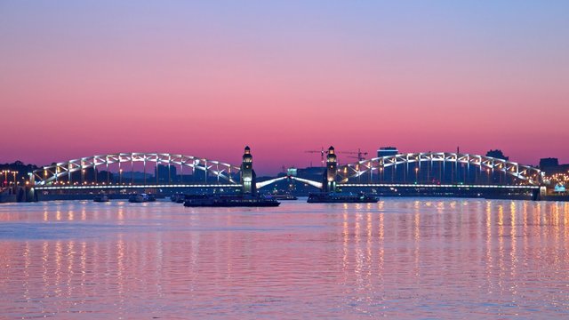 Finland Railway Bridge at night, St.Petersburg, Russia