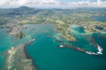Lichtdoorlatende rolgordijnen zonder boren Luchtfoto Survol du sud de la Martinique