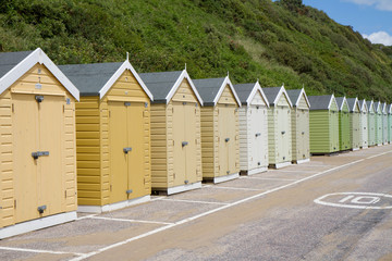 Fototapeta na wymiar Colorful Beach huts, Bournemouth, Dorset, UK