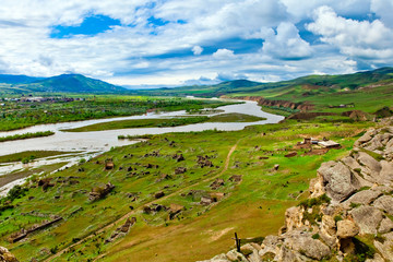 Fototapeta na wymiar Panorama view of ancient rock town Uplistsikhe