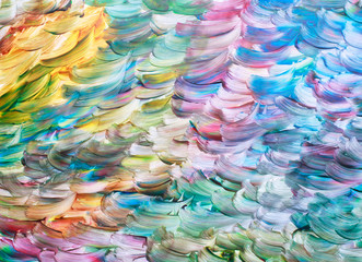 fragment pattern multicolored oil paint strokes on paper surface