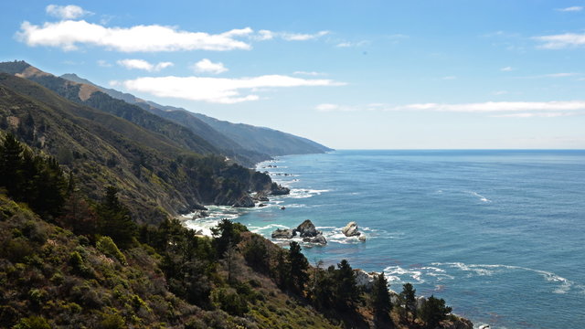  Time lapse footage with zoom out  motion of cloudscape over central California coastline in Big Sur, California