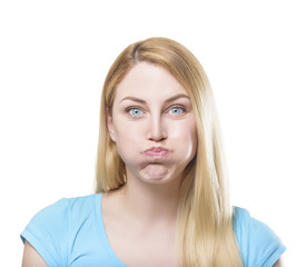 PoBlonde woman making pout