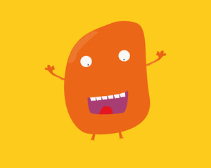 Obraz premium Funny monster on yellow background