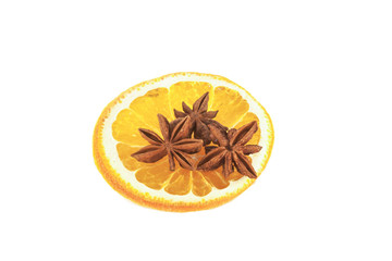 Star anis on a orange