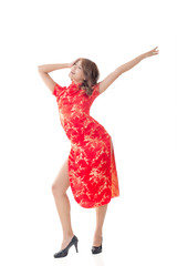 Fototapeta premium Chinese woman dress traditional cheongsam