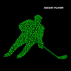 Abstract hockey player with a stick. Vector illustration. Eps 10