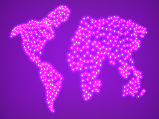 Abstract map of the earth with glowing. Vector illustration