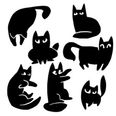 Cat cartoon silhouettes