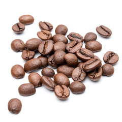 roasted coffee beans isolated in white background cutout