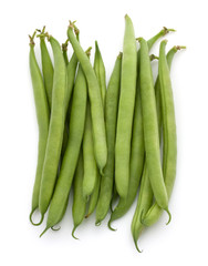Green beans handful isolated on white background cutout