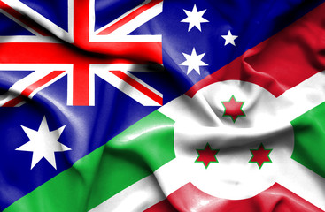 Waving flag of Burundi and Australia