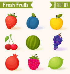 Fruits icon set. Colorful template for cooking, restaurant menu