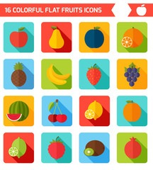 Fruits icon set. Colorful template for cooking, restaurant menu