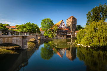 Bridges of Nuremberg -Pegnitz river, Bayern, Germany - obrazy, fototapety, plakaty