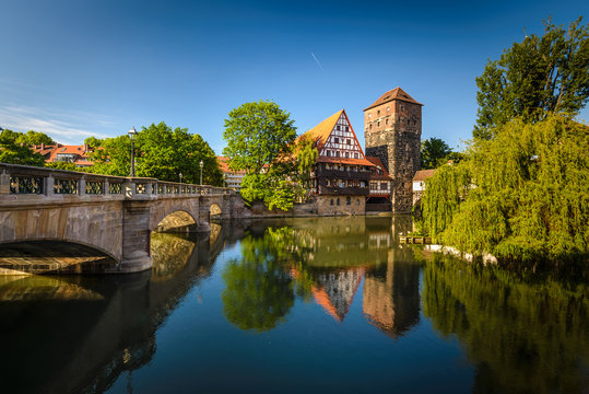 Bridges of Nuremberg -Pegnitz river, Bayern, Germany