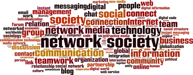 Network society word cloud concept. Vector illustration