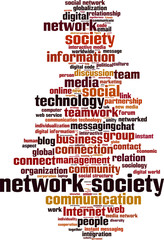 Network society word cloud concept. Vector illustration