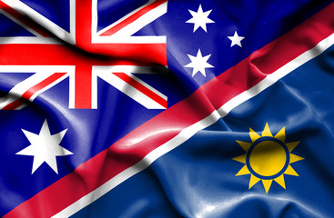 Waving flag of Namibia and Australia