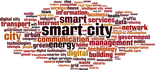 Smart city word cloud concept. Vector illustration