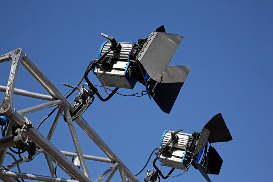 Spot light system on blue background