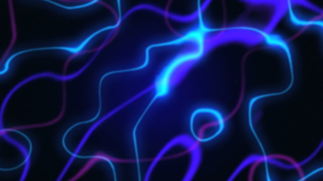 Abstract animated background. Movement of bright glowing curves.