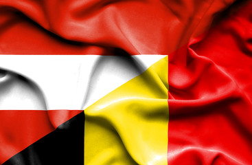 Waving flag of Belgium and Austria