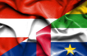 Waving flag of Central African Republic and Austria