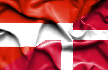 Waving flag of Denmark and Austria