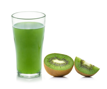 Kiwi fruit juice isolated on white background