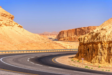 Road in desert on the way to Dead Sea
