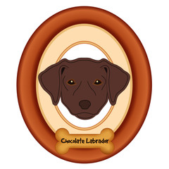 Chocolate Labrador Retriever portrait dog bone pet profile frame 