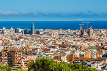 Panoramic view of Barcelona - obrazy, fototapety, plakaty