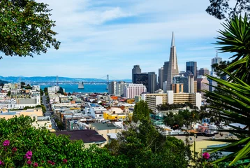 Foto op Plexiglas San Francisco downtown and Bay Bridge © Andy