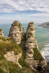 Rocky coastline in Normady near town of Etretaat, France