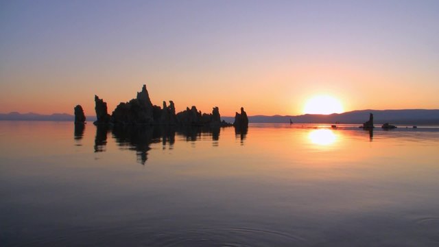 Real time footage of sunrise with reflection of Mono Lake, California