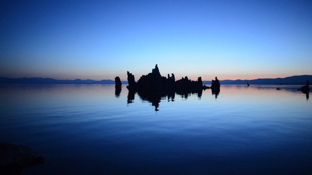 Real time footage of reflection of Mono Lake at dawn, California