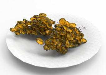 Glass grapes on the plate