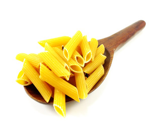 macaroni italian pasta close up on white background