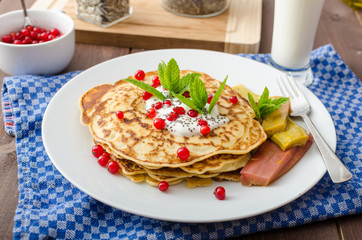 Homemade pancakes with fruit