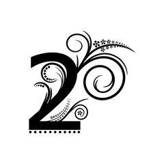 Black number 2 with creeping plant