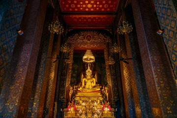 Buddha Statue at Wat Bovorn (Bowon)  in Bangkok, Thailand