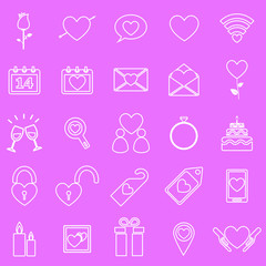 Valentine's day line icons on pink background