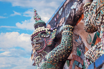 Detail of the Main Pagoda at Wat Arun - the Temple of Dawn in Bangkok, Thailand