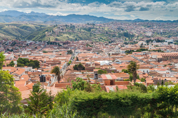 Fototapeta na wymiar Aerial view of Sucre, Bolivia