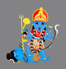 Hindu Goddess Kali Mata Vector Illustration