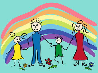 Family and rainbow