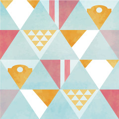 blue white yellow brown red triangle and circle geometric seamle