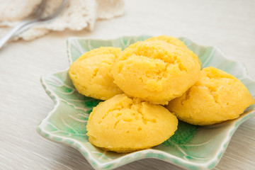 Thai dessert sugar palm cake on plate