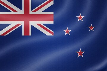 New Zealand flag on the fabric texture background